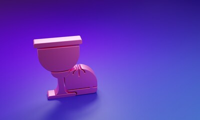 Pink Holy grail or chalice icon isolated on purple-blue background. Christian chalice. Christianity icon. Minimalism concept. 3D render illustration
