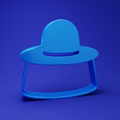Blue Beekeeper with protect hat icon isolated on blue background. Special protective uniform. Minimalism concept. 3D render illustration