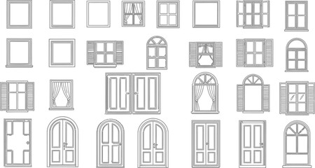Architectural doors and windows line art collection for your next design project showcasing modern style