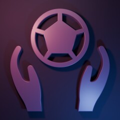 Obraz premium Purple Soccer football ball icon isolated on purple-blue background. Sport equipment. Minimalism concept. 3D render illustration