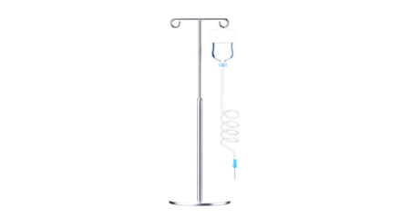medical iv drip stand 3d model realistic hospital equipment, precisely detailed for medical simulations and animations, isolated on transparent background