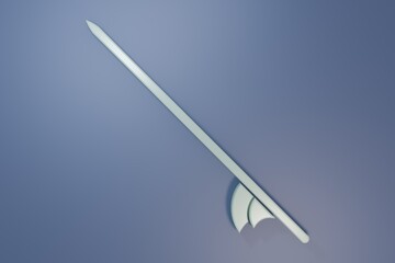 Grey Surfboard icon isolated on purple-blue background. Surfing board. Extreme sport. Sport equipment. Minimalism concept. 3D render illustration