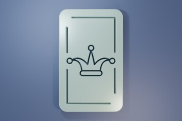 Grey Joker playing card icon isolated on purple-blue background. Casino gambling. Minimalism concept. 3D render illustration