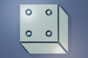 Grey Game dice icon isolated on purple-blue background. Casino gambling. Minimalism concept. 3D render illustration