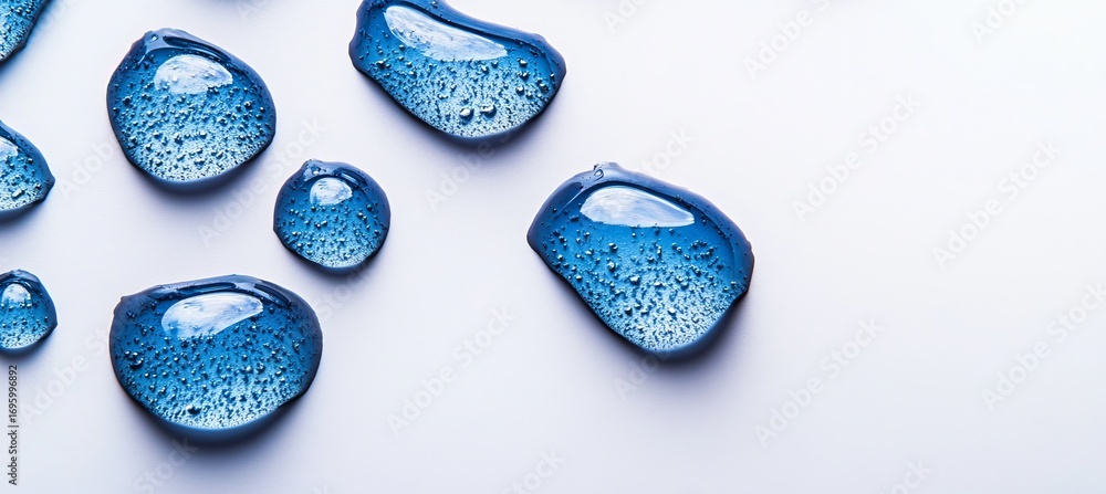 Poster fluid abstract design with translucent cobalt droplets on a stylish gradient background surface