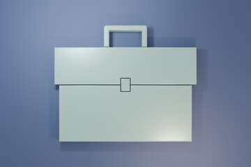 Grey Briefcase icon isolated on purple-blue background. Business case sign. Business portfolio. Minimalism concept. 3D render illustration