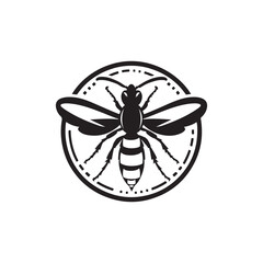 Hornet Insect Silhouette Vector Graphic Isolated on White.