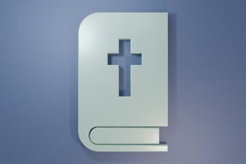 Fototapeta premium Grey Holy bible book icon isolated on purple-blue background. Minimalism concept. 3D render illustration