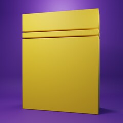 Yellow Plastic bag with ziplock icon isolated on purple background. Minimalism concept. 3D render illustration