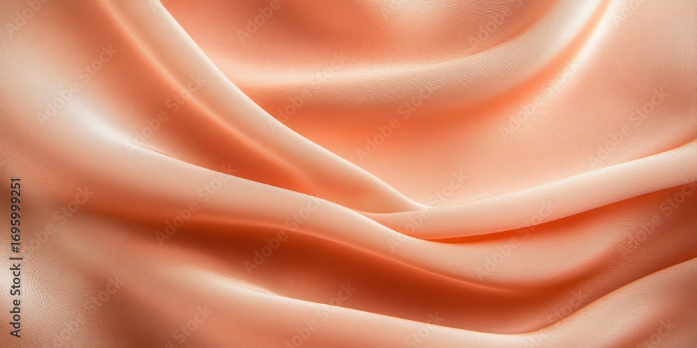 Poster elegant orange textile with gentle waves and pearl reflections creating a smooth texture background