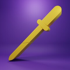 Yellow Pipette icon isolated on purple background. Element of medical, chemistry lab equipment. Medicine symbol. Minimalism concept. 3D render illustration
