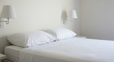 Naklejka premium 白く輝く寝室 柔らかな光が包む安らぎの空間. AI Generated