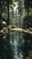 Tranquil forest pool scene