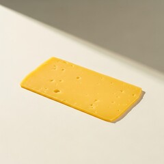 Sharp cheddar cheese slice presented under natural daylight ambience