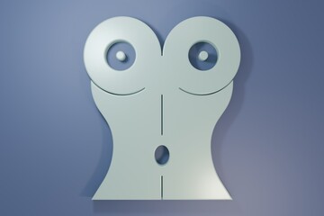 Grey Women waist icon isolated on purple-blue background. Minimalism concept. 3D render illustration