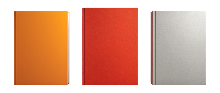 Colorful Notebooks in Orange, Red, and Silver for Creative Projects