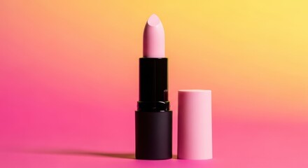 Fototapeta premium Pink Lipstick on Gradient Background - Beauty and Cosmetics