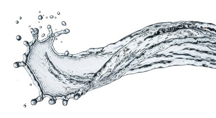 Water splash isolated on white background, liquid wave, dynamic motion