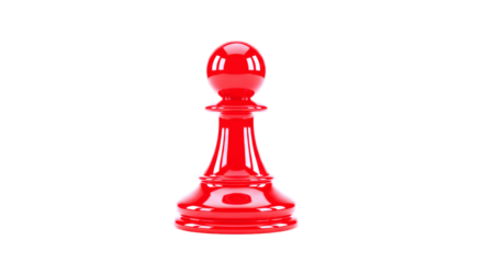 red pawn 3d model strategy game piece, bold design, digital asset, isolated on transparent background