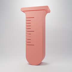Pink Test tube and flask icon isolated on pink background. Chemical laboratory test. Laboratory glassware. Minimalism concept. 3D render illustration