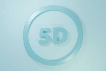 Blue 5d virtual reality icon isolated on blue background. Large three-dimensional logo. Minimalism concept. 3D render illustration