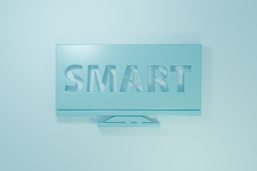 Blue Screen tv with Smart video technology icon isolated on blue background. Minimalism concept. 3D render illustration