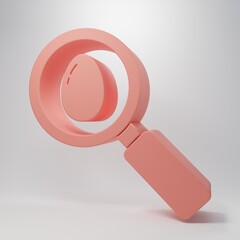 Pink Search and easter egg icon isolated on pink background. Happy Easter. Minimalism concept. 3D render illustration