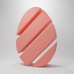 Pink Easter egg icon isolated on pink background. Happy Easter. Minimalism concept. 3D render illustration