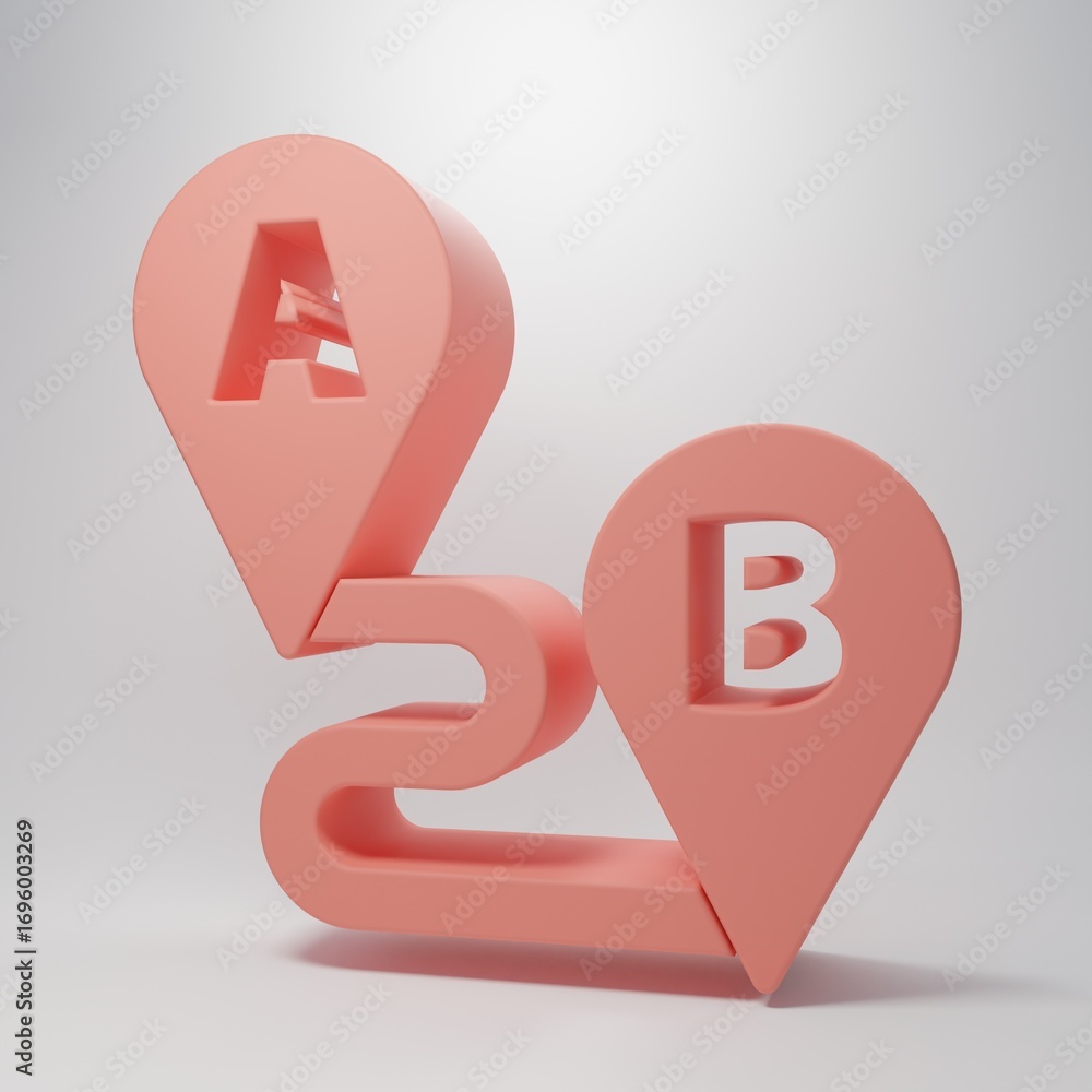 Poster pink route location icon isolated on pink background. map pointer sign. concept of path or road. gps