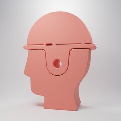Pink Worker safety helmet icon isolated on pink background. Minimalism concept. 3D render illustration