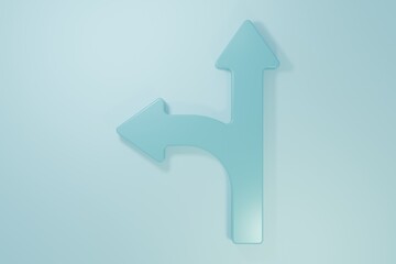 Blue Road traffic sign. Signpost icon isolated on blue background. Pointer symbol. Isolated street information sign. Direction sign. Minimalism concept. 3D render illustration