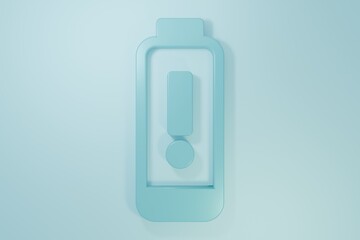 Blue Battery charge level indicator icon isolated on blue background. Minimalism concept. 3D render illustration