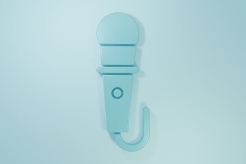 Blue Microphone icon isolated on blue background. On air radio mic microphone. Speaker sign. Minimalism concept. 3D render illustration