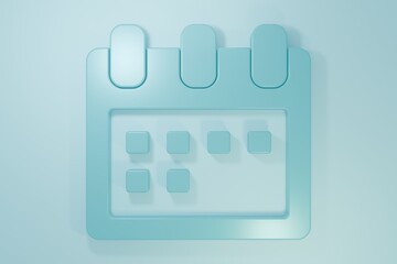 Blue Calendar icon isolated on blue background. Event reminder symbol. Minimalism concept. 3D render illustration