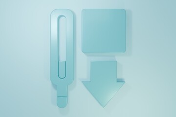 Blue Medical thermometer for medical examination icon isolated on blue background. Minimalism concept. 3D render illustration