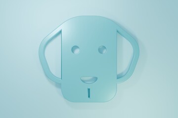 Blue Dog icon isolated on blue background. Minimalism concept. 3D render illustration