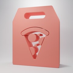 Pink Online ordering and fast pizza delivery icon isolated on pink background. Minimalism concept. 3D render illustration