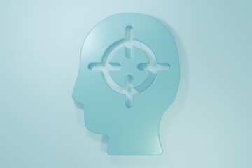 Blue Finding a problem in psychology icon isolated on blue background. Minimalism concept. 3D render illustration