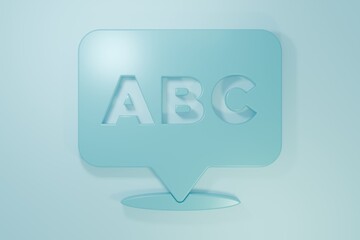 Blue Alphabet icon isolated on blue background. Minimalism concept. 3D render illustration