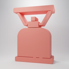 Pink Camping gas stove icon isolated on pink background. Portable gas burner. Hiking, camping equipment. Minimalism concept. 3D render illustration