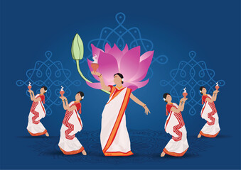 Bengali women performing dhunuchi dance on the occasion of Durga Puja