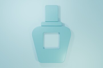 Blue Perfume icon isolated on blue background. Minimalism concept. 3D render illustration