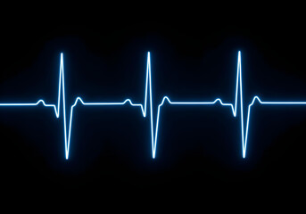 Heartbeat in blue light on black background.