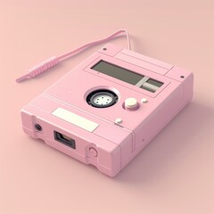 Obraz premium Pink cassette player isometric.
