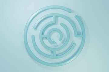 Blue Minotaur maze or labyrinth icon isolated on blue background. Ancient Greek mythology. Minimalism concept. 3D render illustration