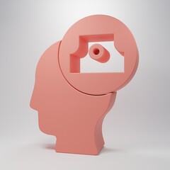 Pink Spray can nozzle cap icon isolated on pink background. Minimalism concept. 3D render illustration
