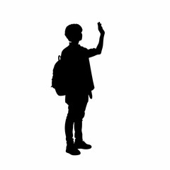 Silhouette of a student raising hand in an awareness workshop