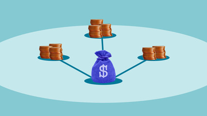 Income streams are shown as business and financial concept. Revenue streams and money sources