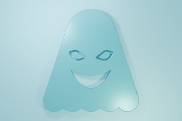 Blue Ghost icon isolated on blue background. Minimalism concept. 3D render illustration