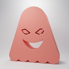 Pink Ghost icon isolated on pink background. Minimalism concept. 3D render illustration